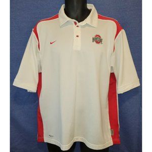 Ohio State Buckeyes White Nike Dri-Fit Polyester Coach's Polo Shirt - Mens M